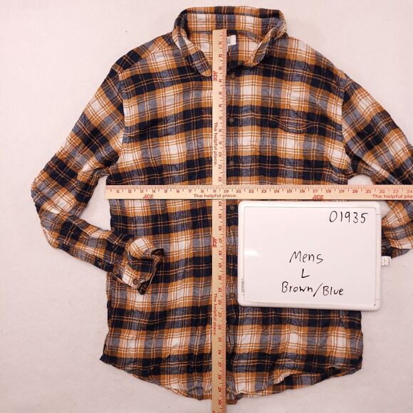 Croft & Barrow Tartan Flannel Button Up Casual Shirt Mens Size Large L Brown - Picture 7 of 11